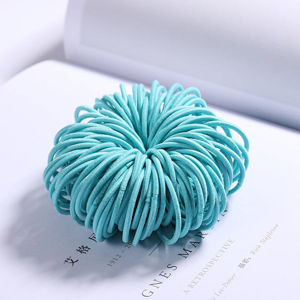 New 100PCS/Lot Girls Candy Colors Nylon 3CM Rubber Bands Children Safe Elastic Hair Bands Ponytail Holder Kids Hair Accessories