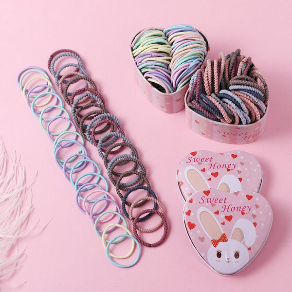 50PCS/Box New Girls Colorful Basic Elastic Hair Bands Ponytail Holder Scrunchies Kids Hair Ropes Rubber Bands Hair Accessories