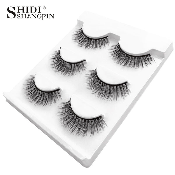 New 3 pairs natural false eyelashes fake lashes long makeup 3d mink lashes extension eyelash mink eyelashes for beauty #X11