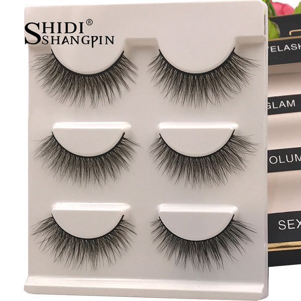 New 3 pairs natural false eyelashes fake lashes long makeup 3d mink lashes extension eyelash mink eyelashes for beauty #X11