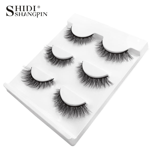 New 3 pairs natural false eyelashes fake lashes long makeup 3d mink lashes extension eyelash mink eyelashes for beauty #X11