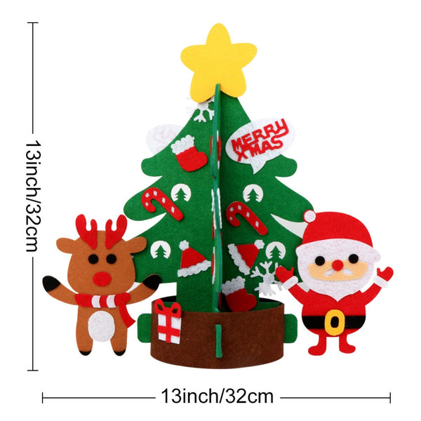 OurWarm 3D DIY Felt Christmas Tree with Ornaments Kids New Year Toys Artificial Tree Xmas Gifts Door Wall Hanging Decorations