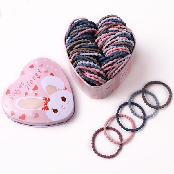 50PCS/Box New Girls Colorful Basic Elastic Hair Bands Ponytail Holder Scrunchies Kids Hair Ropes Rubber Bands Hair Accessories