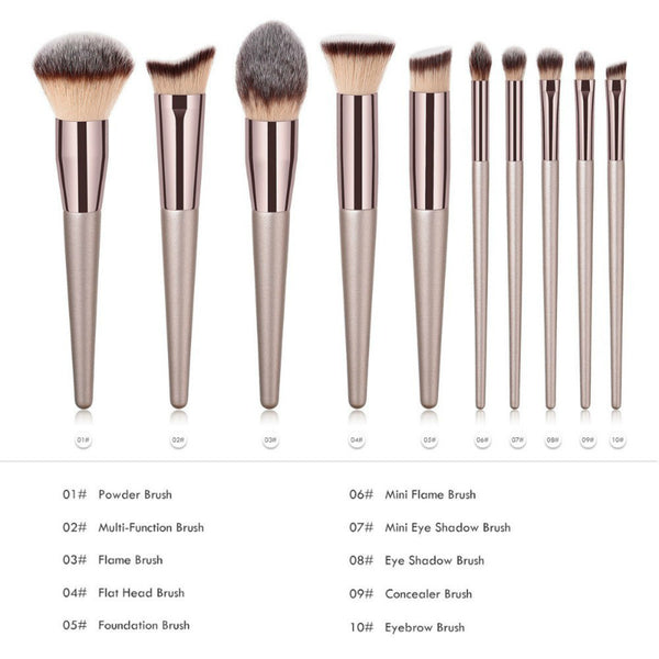 Luxury Champagne Makeup Brushes Set For Foundation Powder Blush Eyeshadow Concealer Lip Eye Make Up Brush Cosmetics Beauty Tools