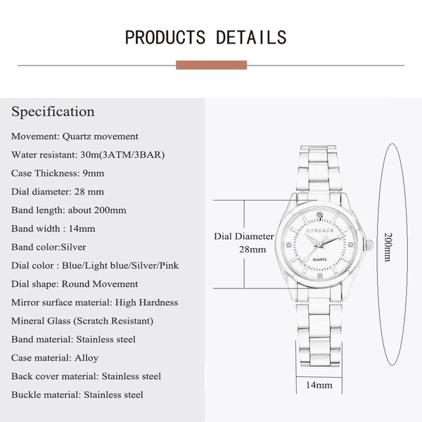 CHRONOS Women Luxury Rhinestone Stainless Steel Quartz Watches Ladies Business Watch Japanese Quartz Movement Relogio Feminino