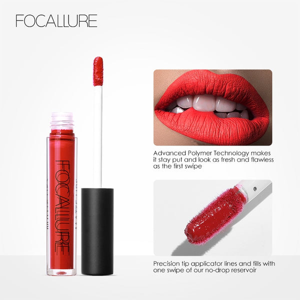 FOCALLURE Matte Lipgloss Sexy Liquid Lip Gloss Matte Long Lasting Waterproof Cosmetic Beauty Keep 24 Hours Makeup lipgloss