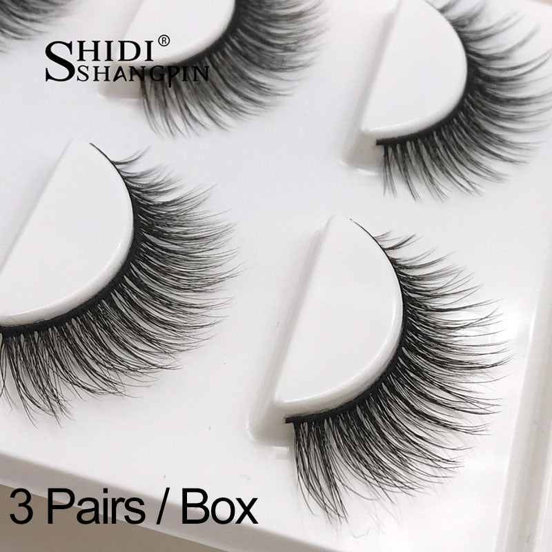 New 3 pairs natural false eyelashes fake lashes long makeup 3d mink lashes extension eyelash mink eyelashes for beauty #X11