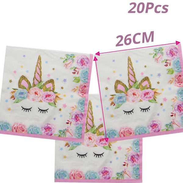 WEIGAO Unicorn Party Decor Birthday Party Decorations Kids Unicorn Theme Paper Hat Napkins Plate Girl Happy Birthday Gifts Sets