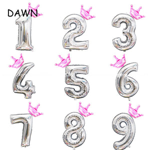 2pcs/lot 32inch Number Foil Balloons Digit air Ballon Kids Birthday Party Festival Party anniversary Crown Decor Supplies