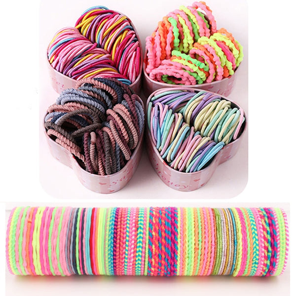 50PCS/Box New Girls Colorful Basic Elastic Hair Bands Ponytail Holder Scrunchies Kids Hair Ropes Rubber Bands Hair Accessories