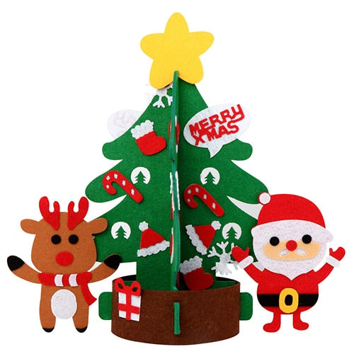 OurWarm 3D DIY Felt Christmas Tree with Ornaments Kids New Year Toys Artificial Tree Xmas Gifts Door Wall Hanging Decorations