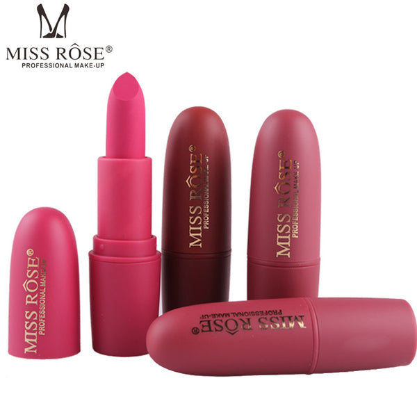 New MISS ROSE Lipstick Matte Waterproof Velvet Lip Stick 18 Colors Sexy Red Brown Pigments Makeup Matte Lipsticks Beauty Lips