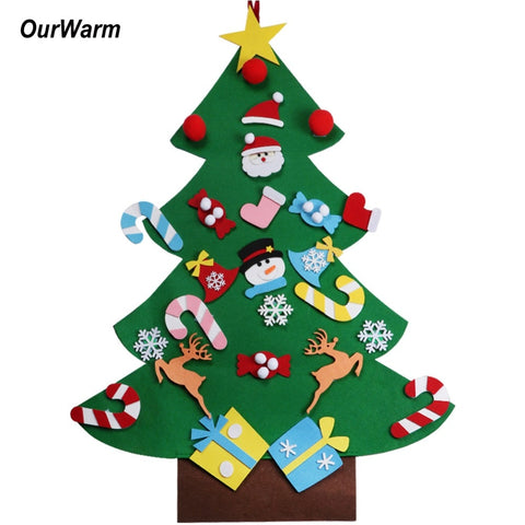 OurWarm DIY Felt Christmas Tree New Year Gifts Kids Toys Artificial Tree Wall Hanging Ornaments Christmas Decoration for Home