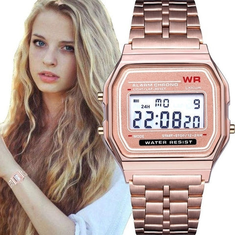 Fashion Women Female Men  Quartz Watch Waterproof LED Digital Business Watches Gold Sport Wristwatch Thanksgiving Christmas Gift