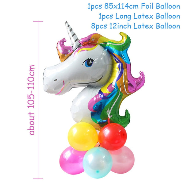 Unicorn Birthday Party Decors Disposable Tableware Kit Unicorn Balloon Cups Plates Napkin Kids Birthday Unicornio Party Supplies