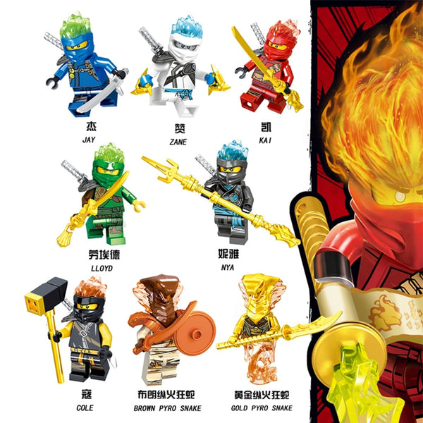 1pcs Ninja Kai Cole Jay Zane Lloyd Nya Mini action Figures Building Blocks Kids Toy Gift Compatible Legoingly Ninjagoed For Kids