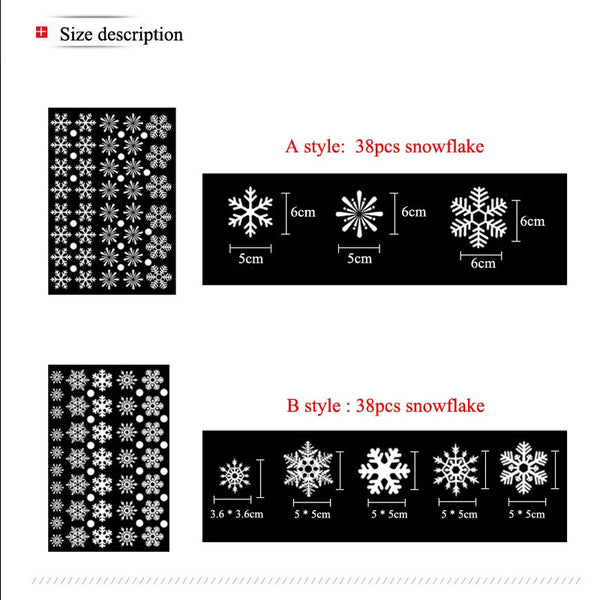 38 pcs/lot snowflake electrostatic Sticker Window Kids room Christmas Wall Stickers Home Decals Decoration New Year wallpaper