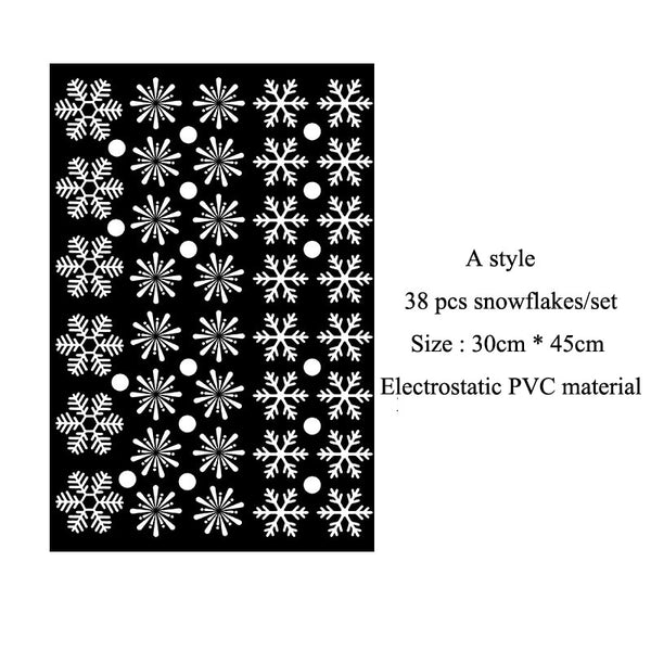 38 pcs/lot snowflake electrostatic Sticker Window Kids room Christmas Wall Stickers Home Decals Decoration New Year wallpaper