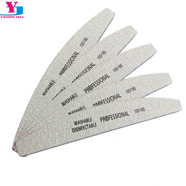 5Pcs/Lot Nail File 100/180 Sanding Buffer Block Pedicure Manicure Buffing Polish Beauty Tools Professional Nail Files Grey Boat