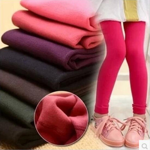 Autumn And Winter Girls Leggings Plus Velvet To Keep Warm Candy Colors Children Girls Pants 3-9 year Kids Leggings For Girls