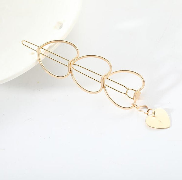 Hair Clip For Women Scissors Diamond Round Moon Leaf Unicorn Heart Simple Golden Silver Girl Fashion Gift Charm