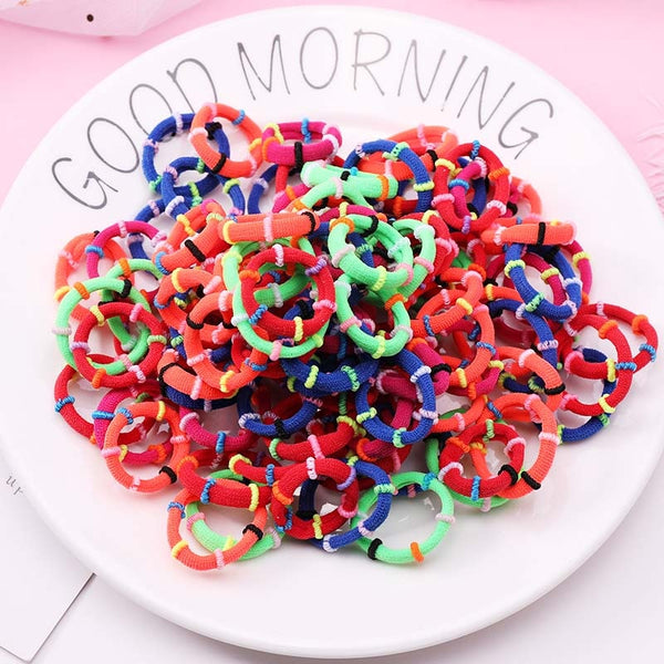 New 100PCS/Lot Girls Candy Colors Nylon 3CM Rubber Bands Children Safe Elastic Hair Bands Ponytail Holder Kids Hair Accessories