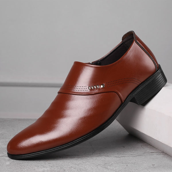 Merkmak 2019 new business men Oxfords shoes set of feet Black Brown Male Office Wedding pointed men's leather shoes