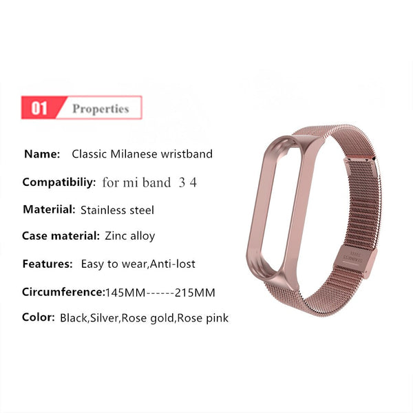 Strap For Xiaomi Mi Band 3 4 Wrist Metal Bracelet Screwless Stainless Steel for Xiaomi Mi Band 4 3 Strap Wristbands Pulseira