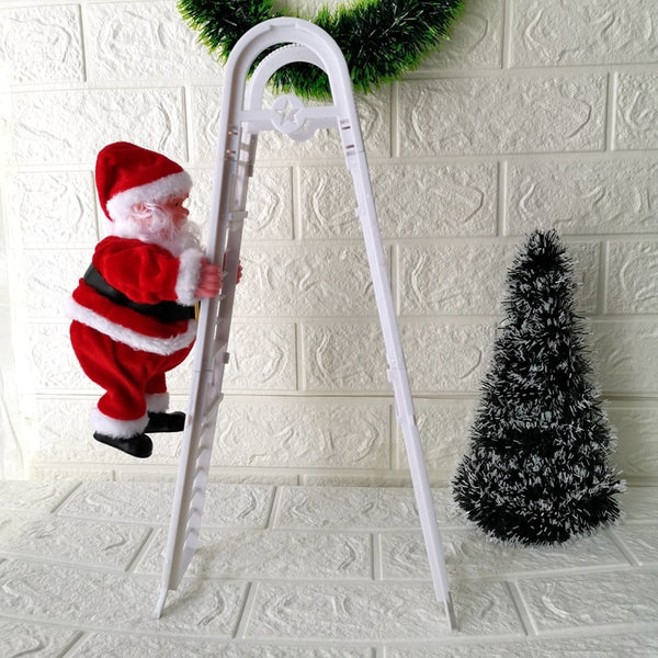 Lovely Music Christmas Santa Claus Electric Climb Ladder Hanging Decoration Christmas Tree Ornaments Funny New Year Kids Gifts