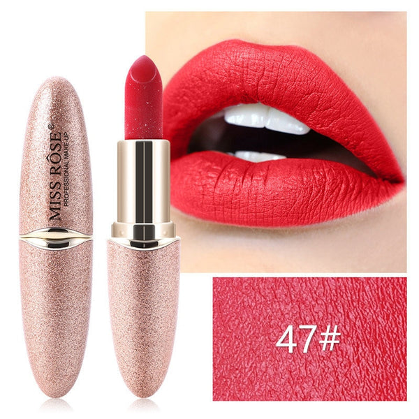 New MISS ROSE Lipstick Matte Waterproof Velvet Lip Stick 18 Colors Sexy Red Brown Pigments Makeup Matte Lipsticks Beauty Lips