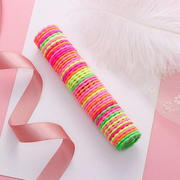 New 100PCS/Lot Girls Candy Colors Nylon 3CM Rubber Bands Children Safe Elastic Hair Bands Ponytail Holder Kids Hair Accessories