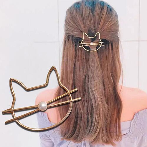 Hair Clip For Women Scissors Diamond Round Moon Leaf Unicorn Heart Simple Golden Silver Girl Fashion Gift Charm