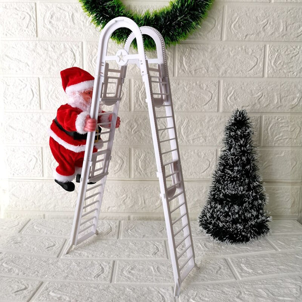 Lovely Music Christmas Santa Claus Electric Climb Ladder Hanging Decoration Christmas Tree Ornaments Funny New Year Kids Gifts