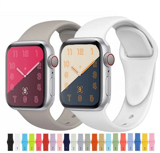 Soft Silicone Sport Band For Apple Watch Series 5 4 3 2 1 42mm 38mm 40mm 44mm Wrist Bracelet Strap For iWatch