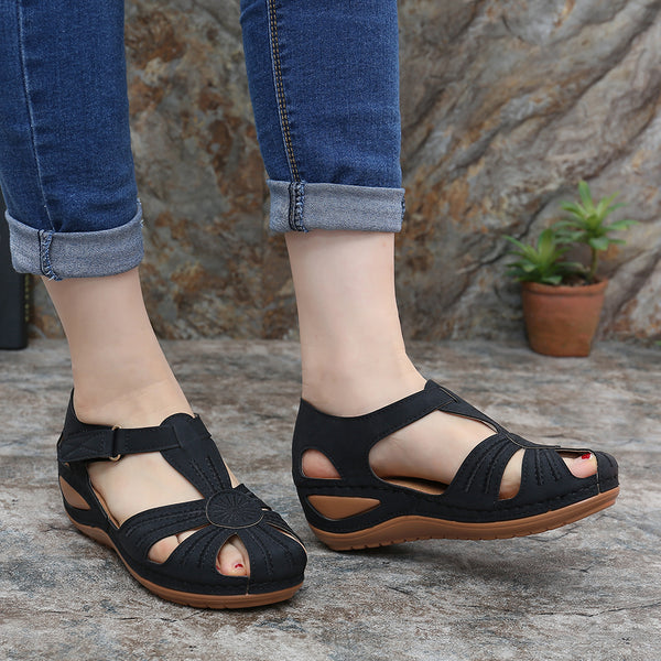 LOSTISY Women Wedges Shoes Splicing Casual Comfy Sandals