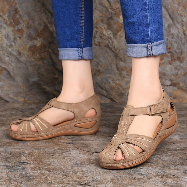 LOSTISY Women Wedges Shoes Splicing Casual Comfy Sandals