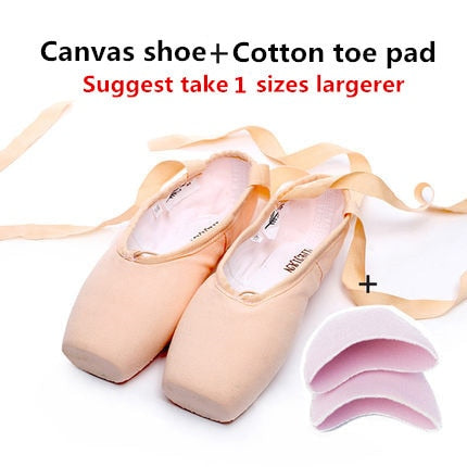 Flower' Secret Pointe Satin Upper With Ribbon Girls Women's Pink Professional Ballet Shoes Dancing Shoes With  Toe Pads