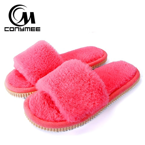 2019 Womens Fur Slippers Winter Shoes