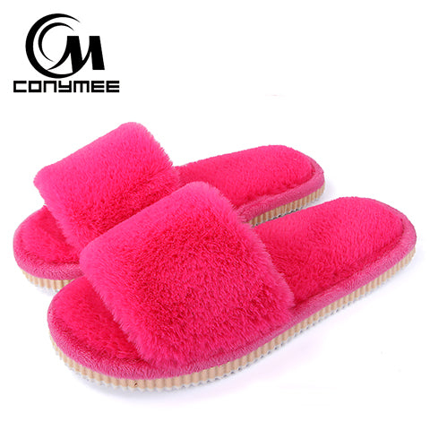 2019 Womens Fur Slippers Winter Shoes