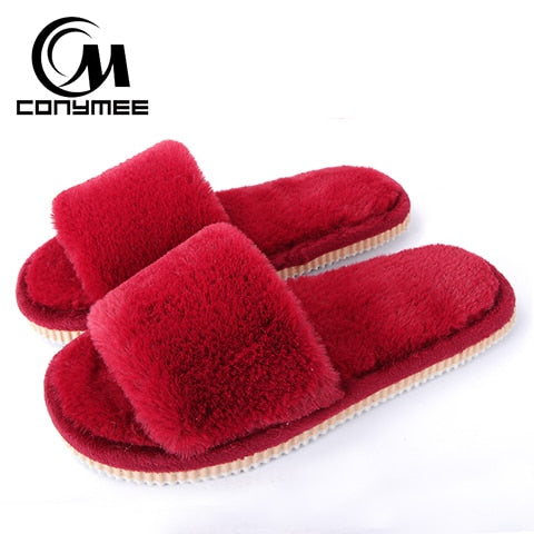 2019 Womens Fur Slippers Winter Shoes