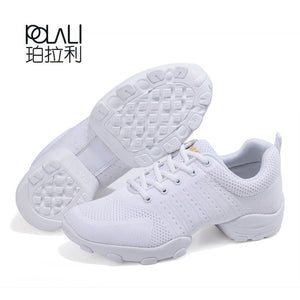 POLALI Mesh Jazz Shoes Men's Modern Soft Outsole Dance Sneakers Breathable Dancing Fitness Training Shoes