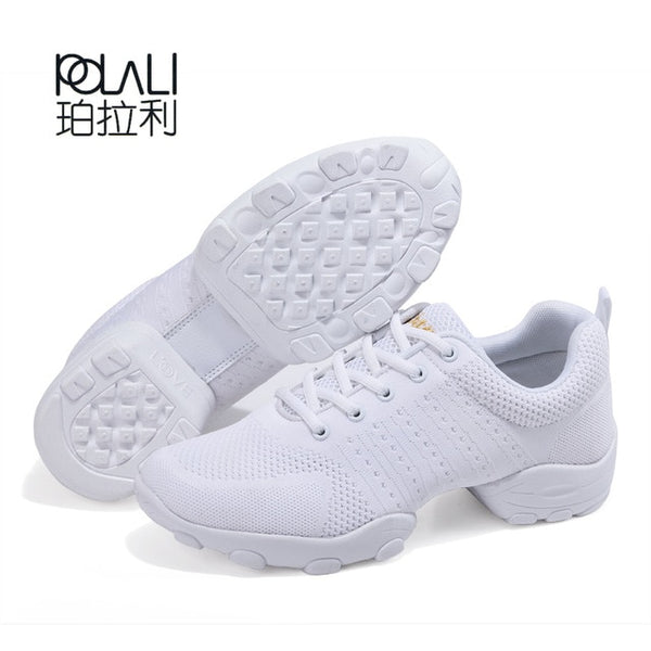 POLALI Mesh Jazz Shoes Men's Modern Soft Outsole Dance Sneakers Breathable Dancing Fitness Training Shoes