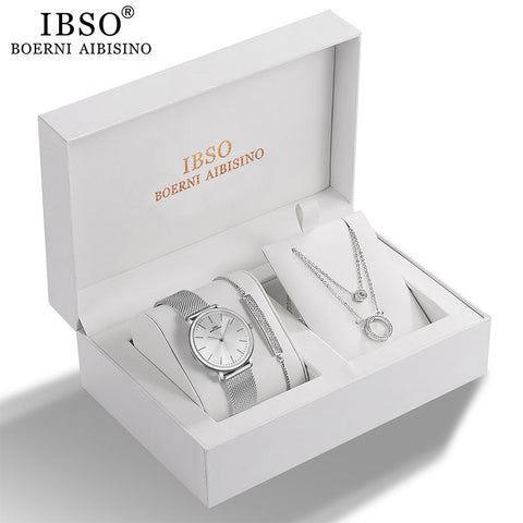 IBSO Women Quartz Watch Set Crystal Design