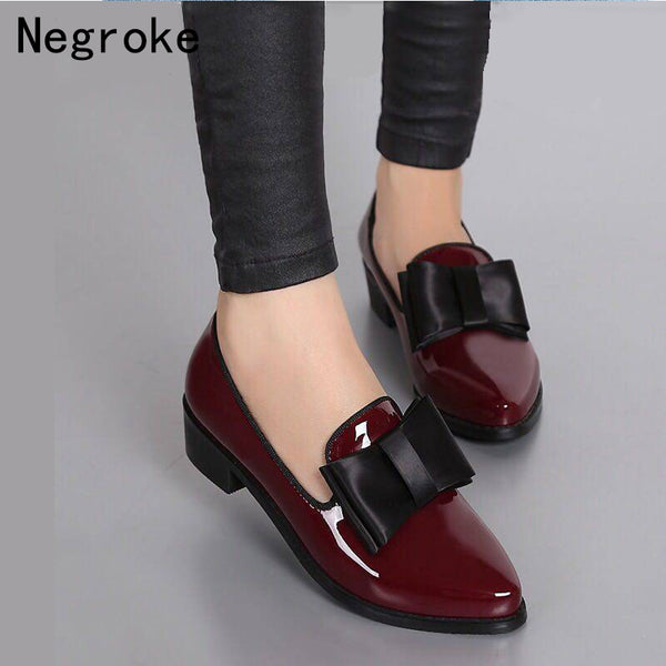 New Women Pumps Fashion Bowknot Shiny