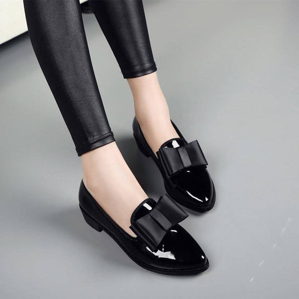 New Women Pumps Fashion Bowknot Shiny