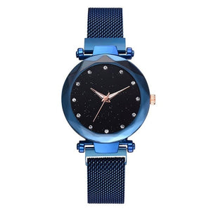 Women Watches Rose Gold Starry Sky Luxury Magnetic Mesh Rhinestone Quartz Wristwatch Lady Female Diamond Watch relogio feminino