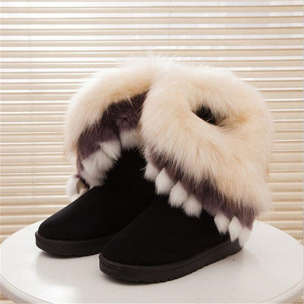 Women Flats Ankle Snow Boots Fur Boots