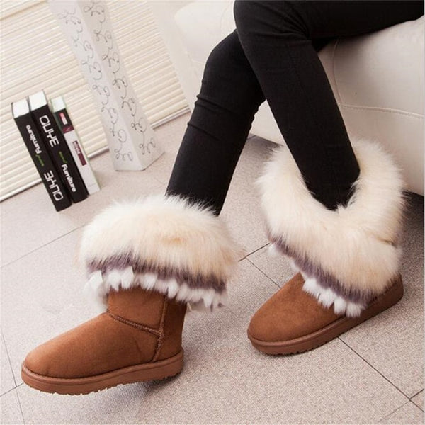 Women Flats Ankle Snow Boots Fur Boots