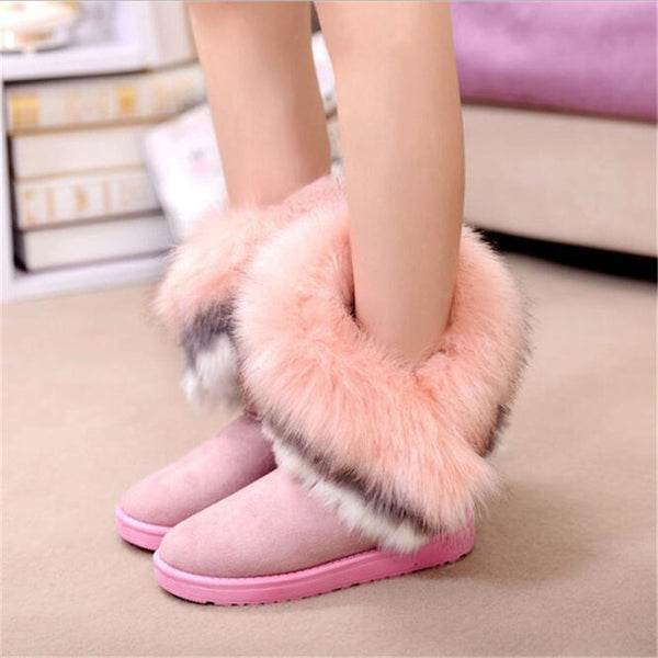 Women Flats Ankle Snow Boots Fur Boots