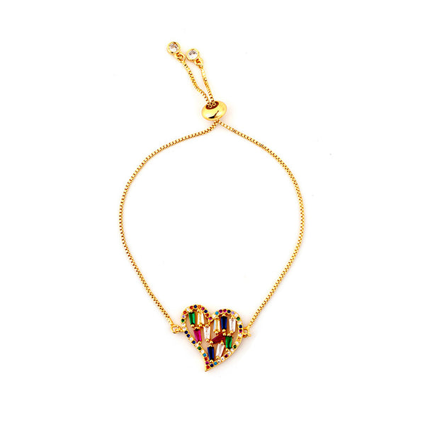 fashion rainbow series shell bracelet&bangle jewelry colorful zircon adjustable bracelet copper cross chain bracelets gift